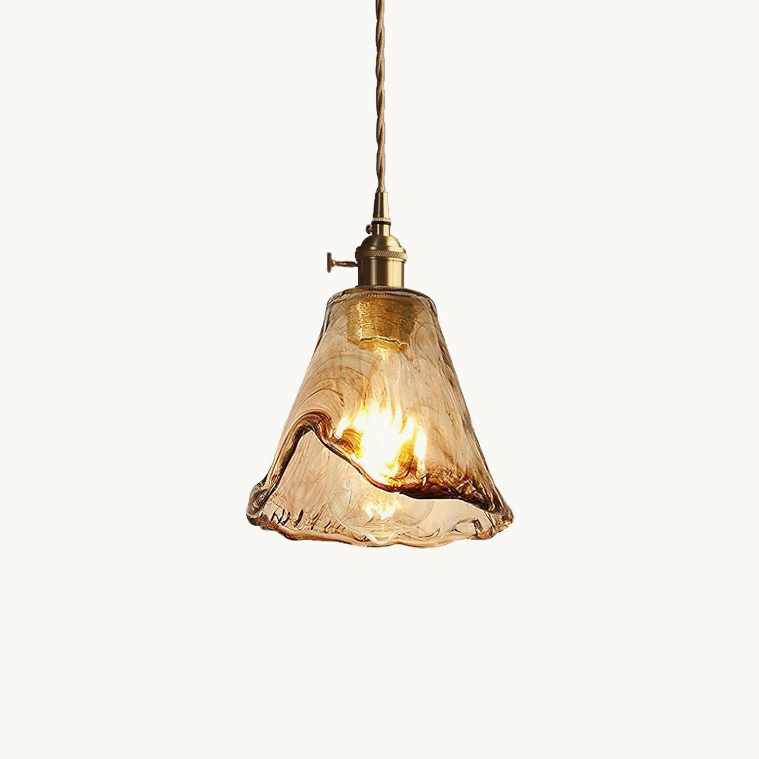 Vintage Brass Glass Pendant Lamp
