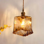 Vintage Brass Glass Pendant Lamp