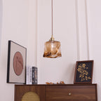 Vintage Brass Glass Pendant Lamp