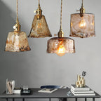 Vintage Brass Glass Pendant Lamp