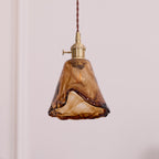 Vintage Brass Glass Pendant Lamp