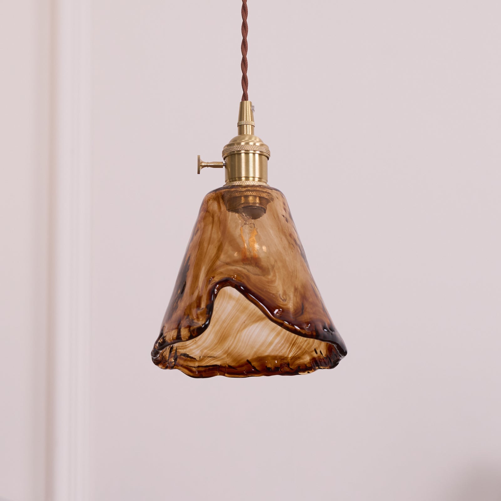Vintage Brass Glass Pendant Lamp