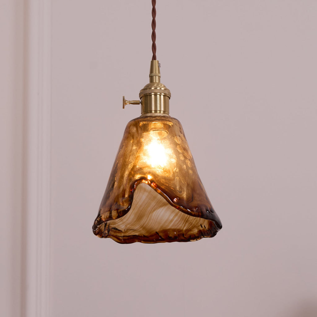 Vintage Brass Glass Pendant Lamp