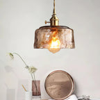 Vintage Brass Glass Pendant Lamp