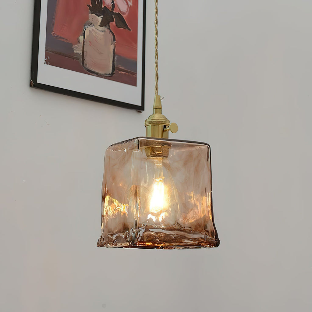 Vintage Brass Glass Pendant Lamp