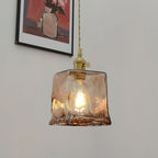 Vintage Brass Glass Pendant Lamp