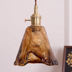 Vintage Brass Glass Pendant Lamp