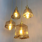 Vintage Brass Glass Pendant Lamp