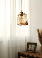 Vintage Brass Glass Pendant Lamp