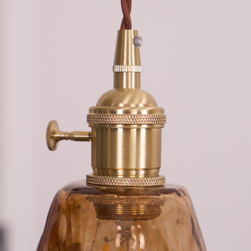 Vintage Brass Glass Pendant Lamp