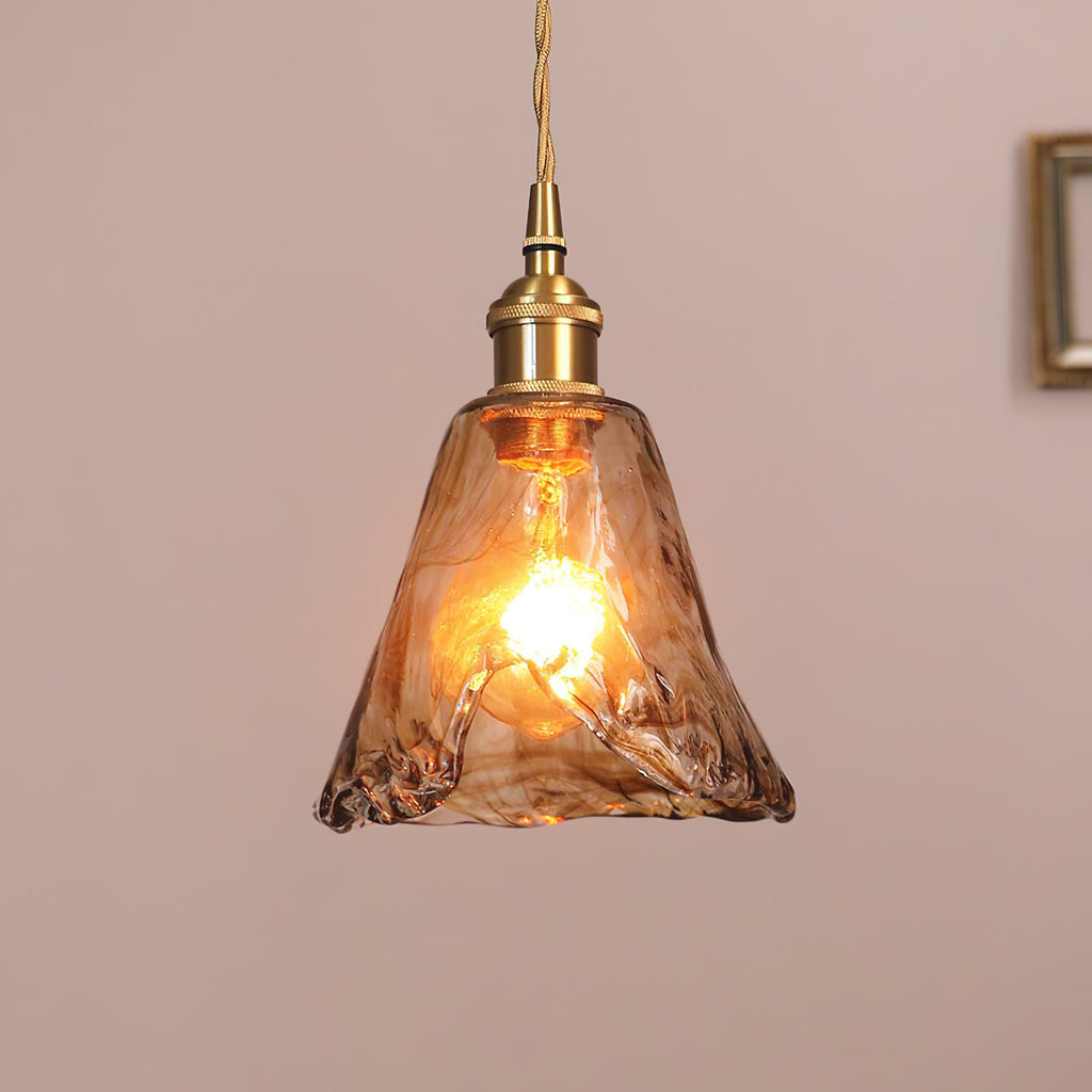 Vintage Brass Glass Pendant Lamp