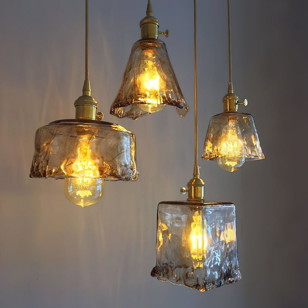 Vintage Brass Glass Pendant Lamp