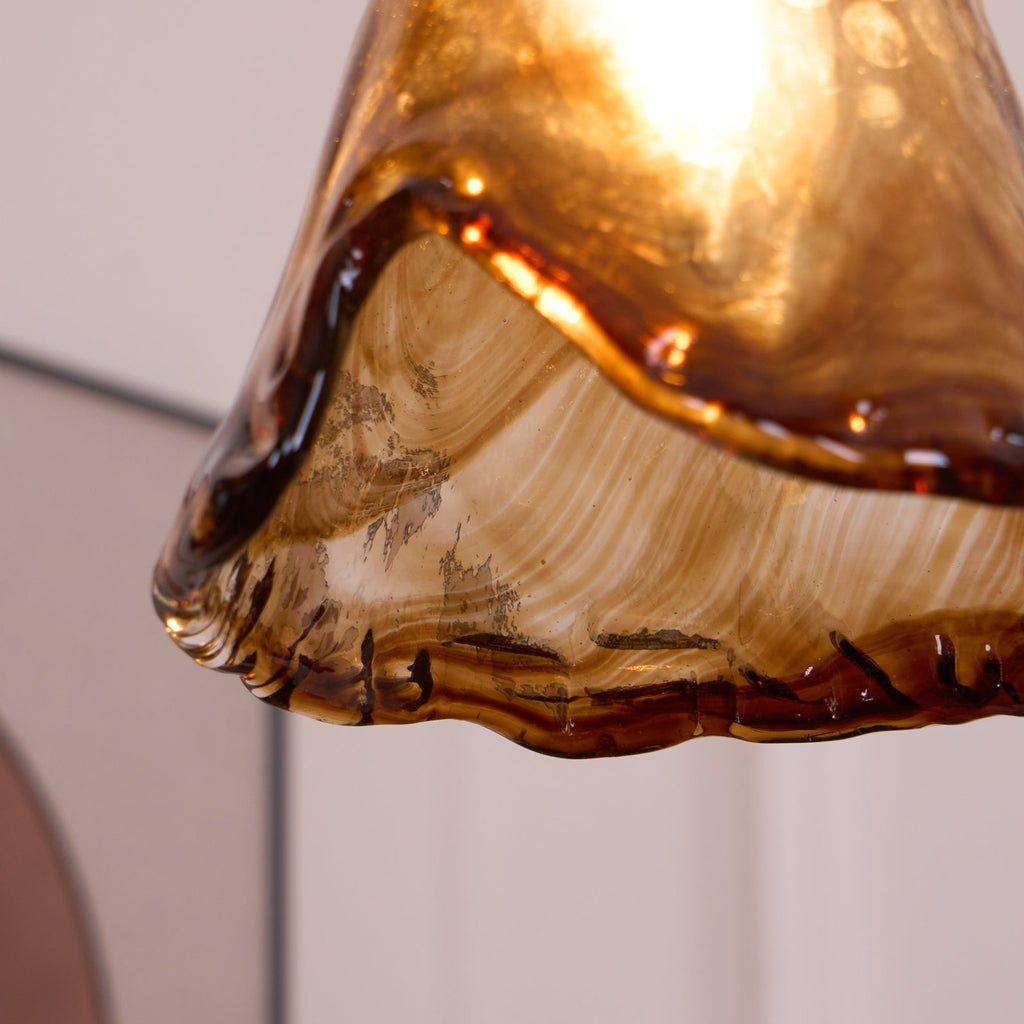 Vintage Brass Glass Pendant Lamp