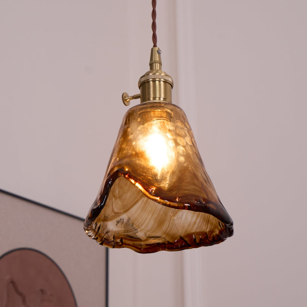 Vintage Brass Glass Pendant Lamp