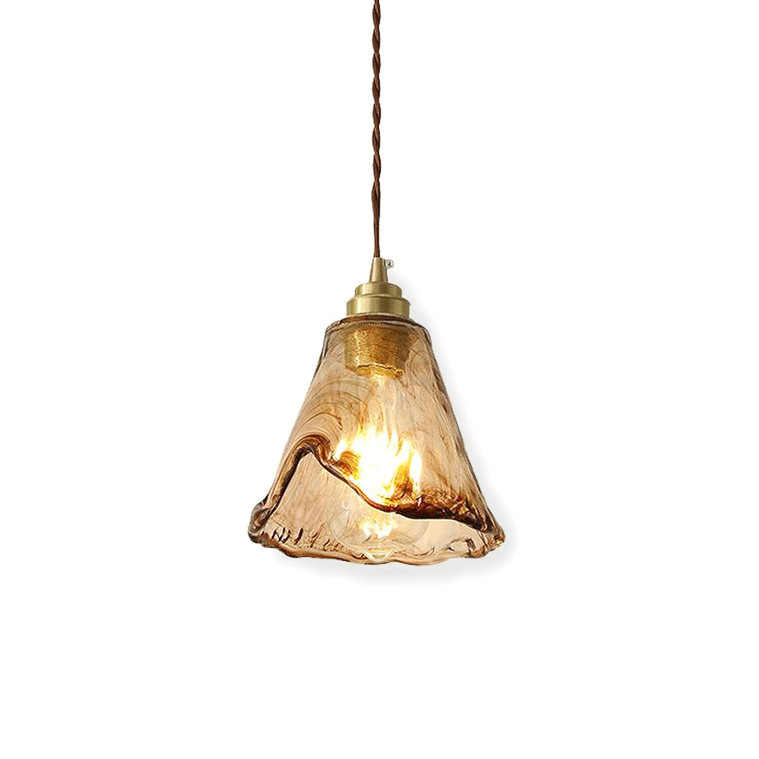 Vintage Brass Glass Pendant Lamp
