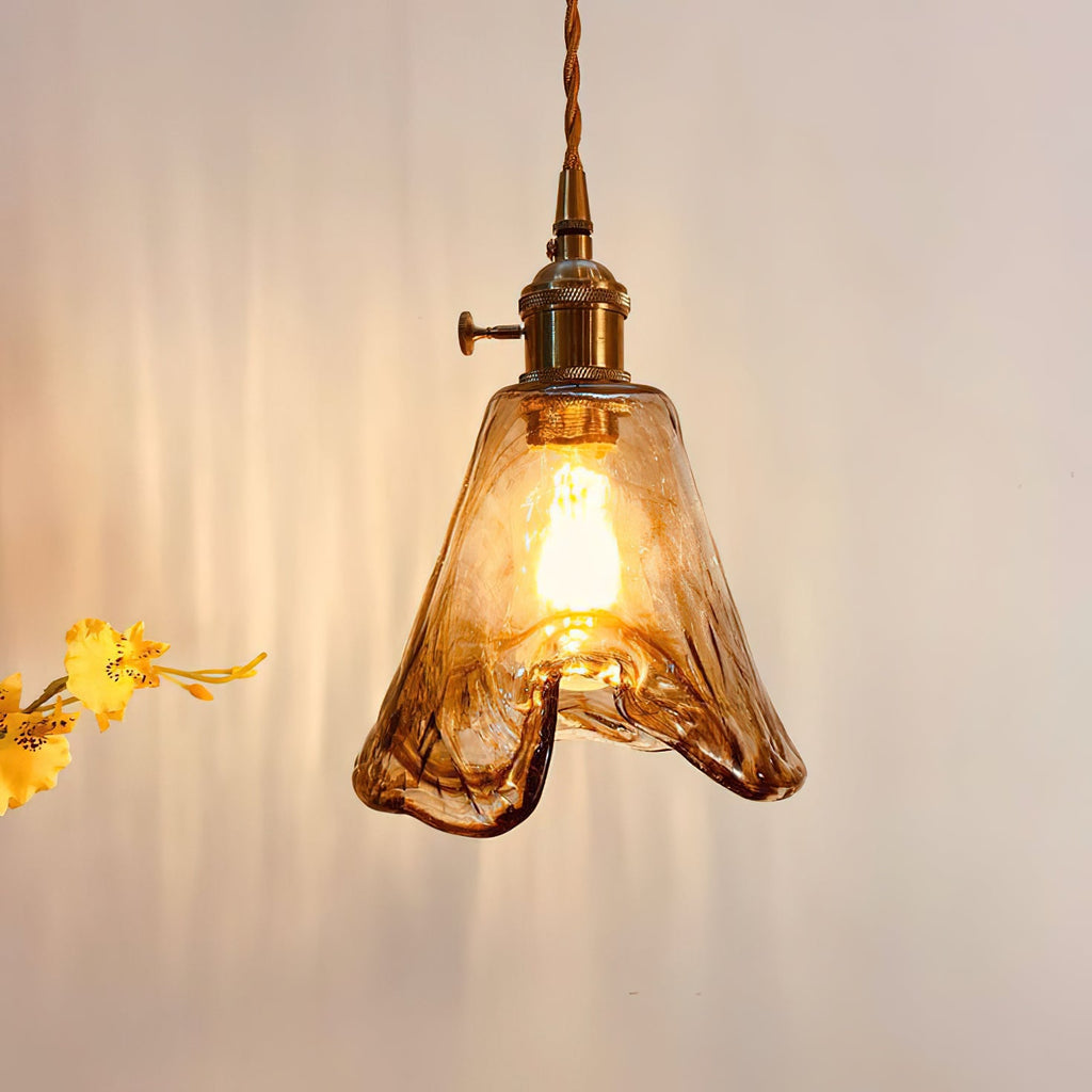 Vintage Brass Glass Pendant Lamp