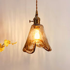 Vintage Brass Glass Pendant Lamp