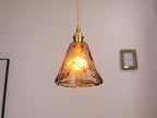 Vintage Brass Glass Pendant Lamp