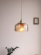 Vintage Brass Glass Pendant Lamp