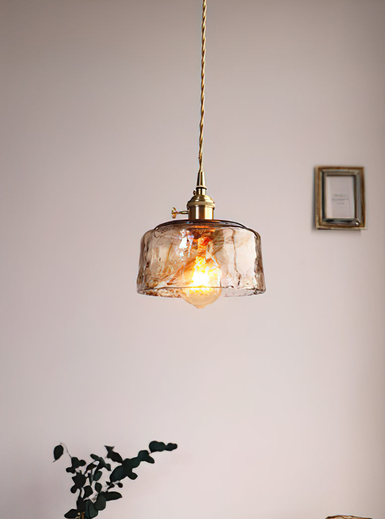 Vintage Brass Glass Pendant Lamp