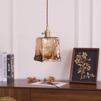 Vintage Brass Glass Pendant Lamp