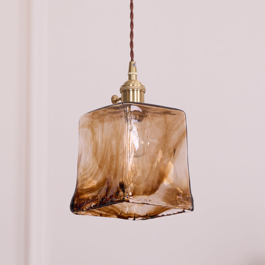 Vintage Brass Glass Pendant Lamp