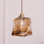 Vintage Brass Glass Pendant Lamp