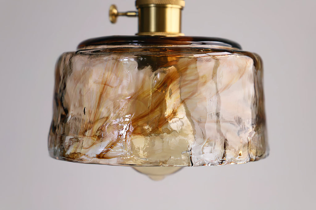 Vintage Brass Glass Pendant Lamp