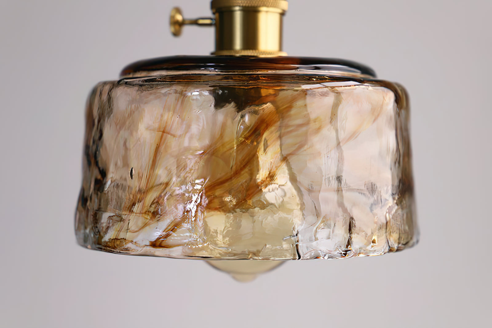Vintage Brass Glass Pendant Lamp