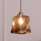 Vintage Brass Glass Pendant Lamp