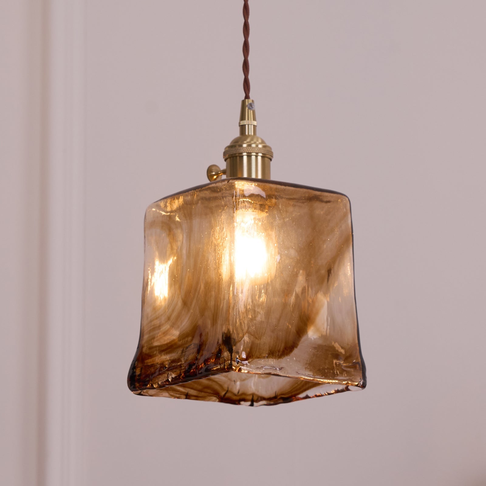 Vintage Brass Glass Pendant Lamp