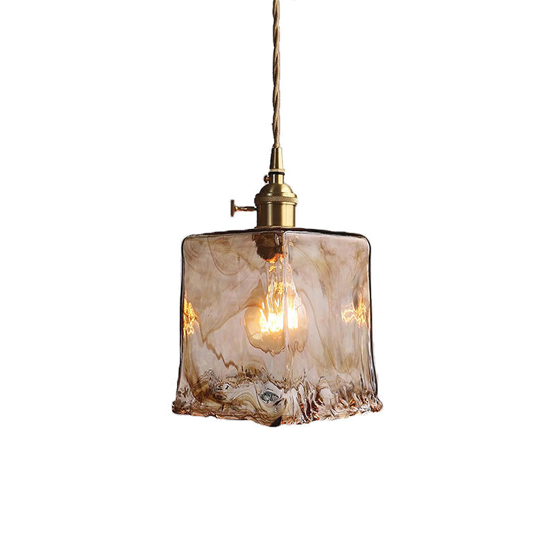 Vintage Brass Glass Pendant Lamp
