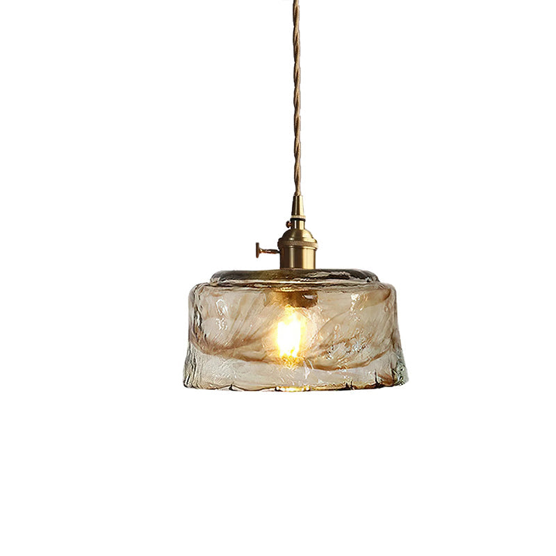 Vintage Brass Glass Pendant Lamp
