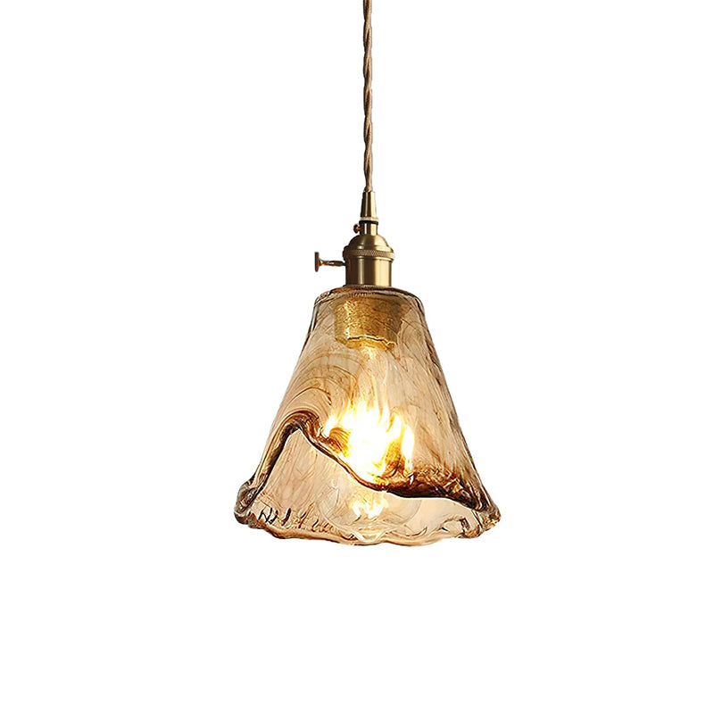 Vintage Brass Glass Pendant Lamp