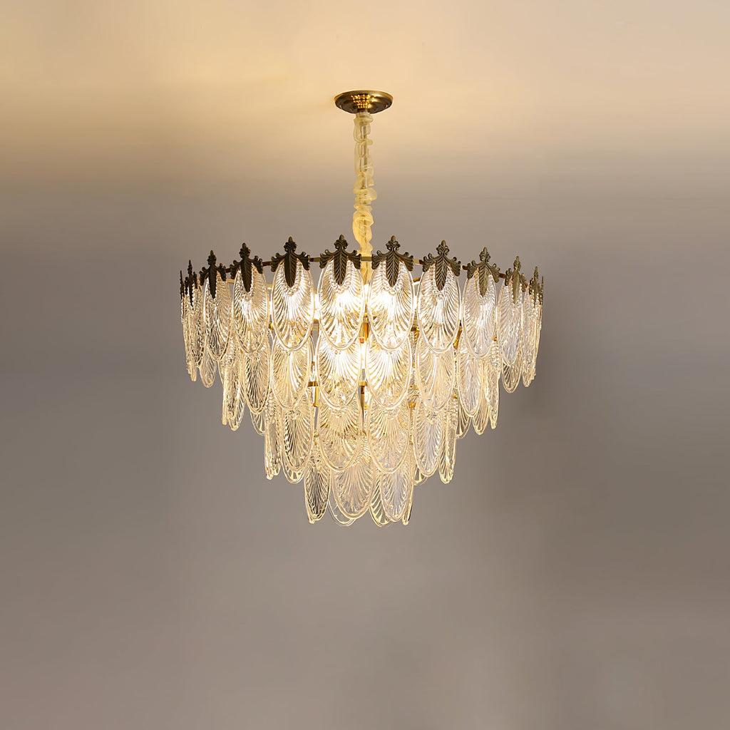 Vintage Glass Leaf Chandelier