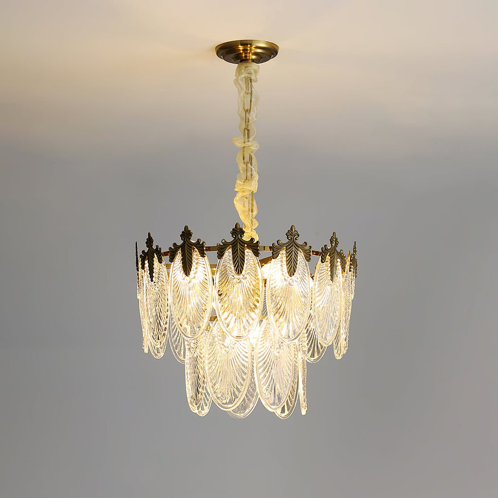 Vintage Glass Leaf Chandelier