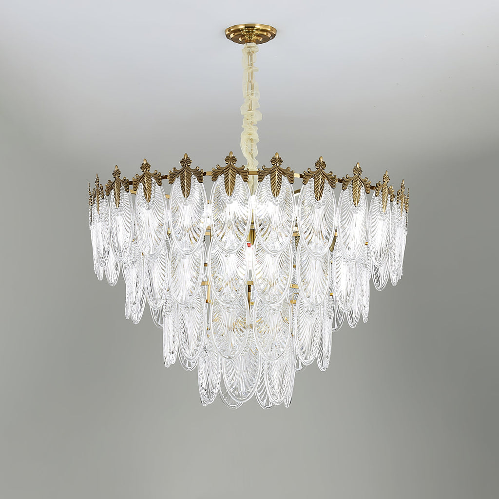 Vintage Glass Leaf Chandelier