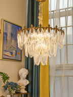 Vintage Glass Leaf Chandelier