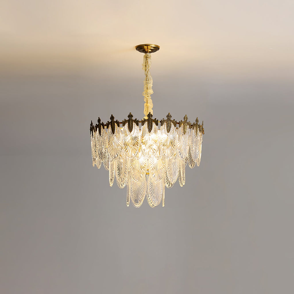 Vintage Glass Leaf Chandelier