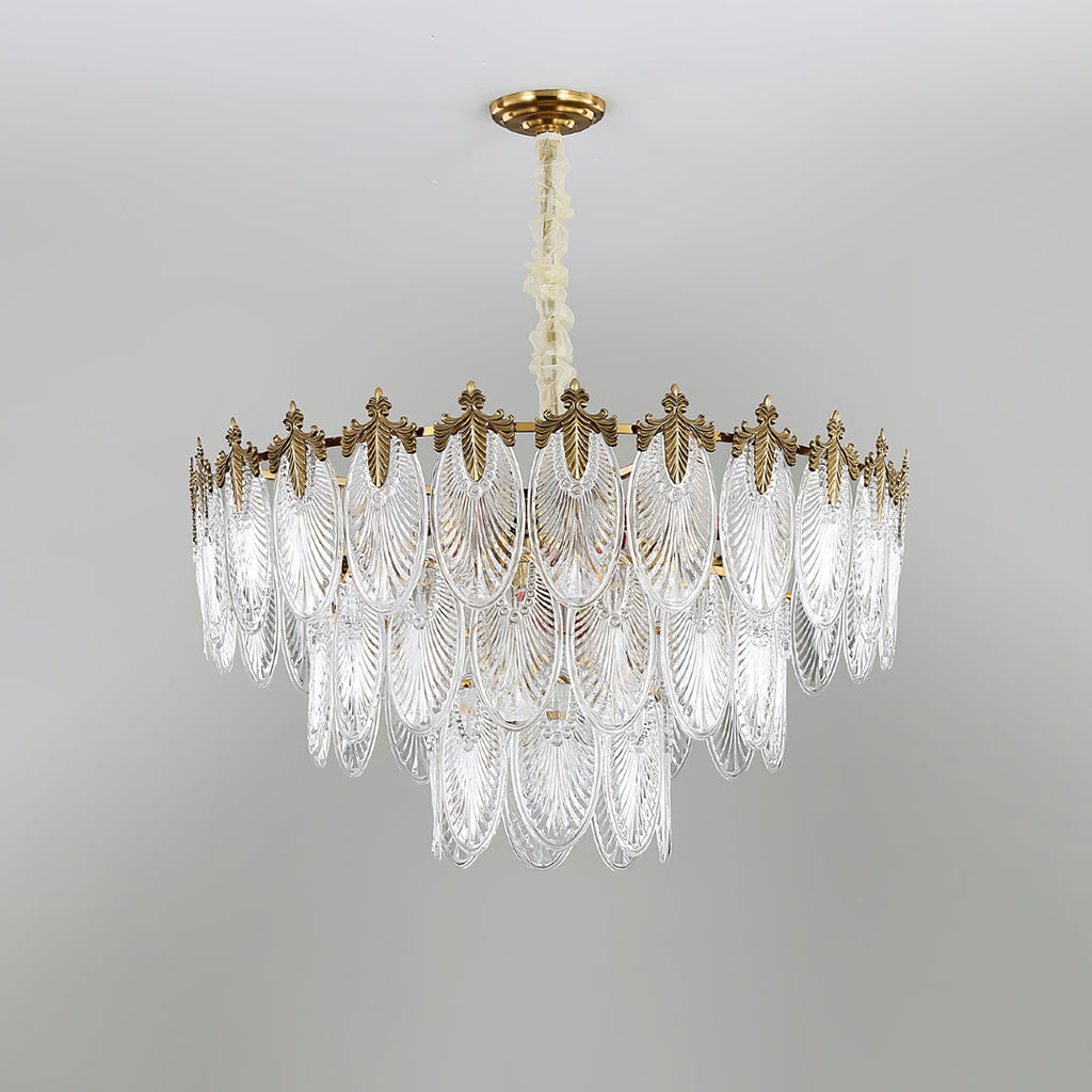 Vintage Glass Leaf Chandelier
