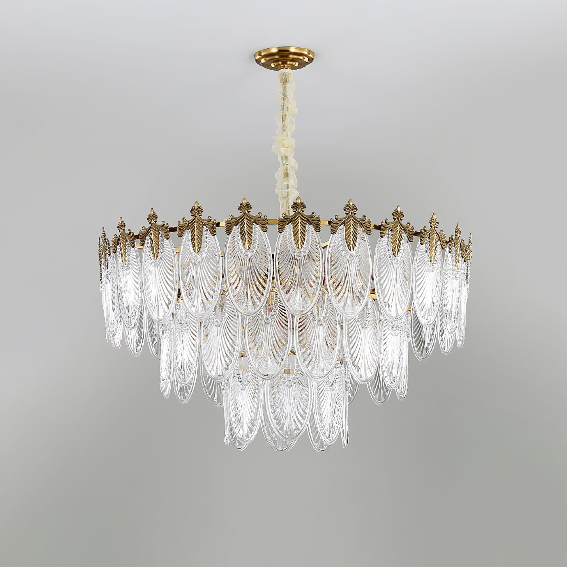 Vintage Glass Leaf Chandelier