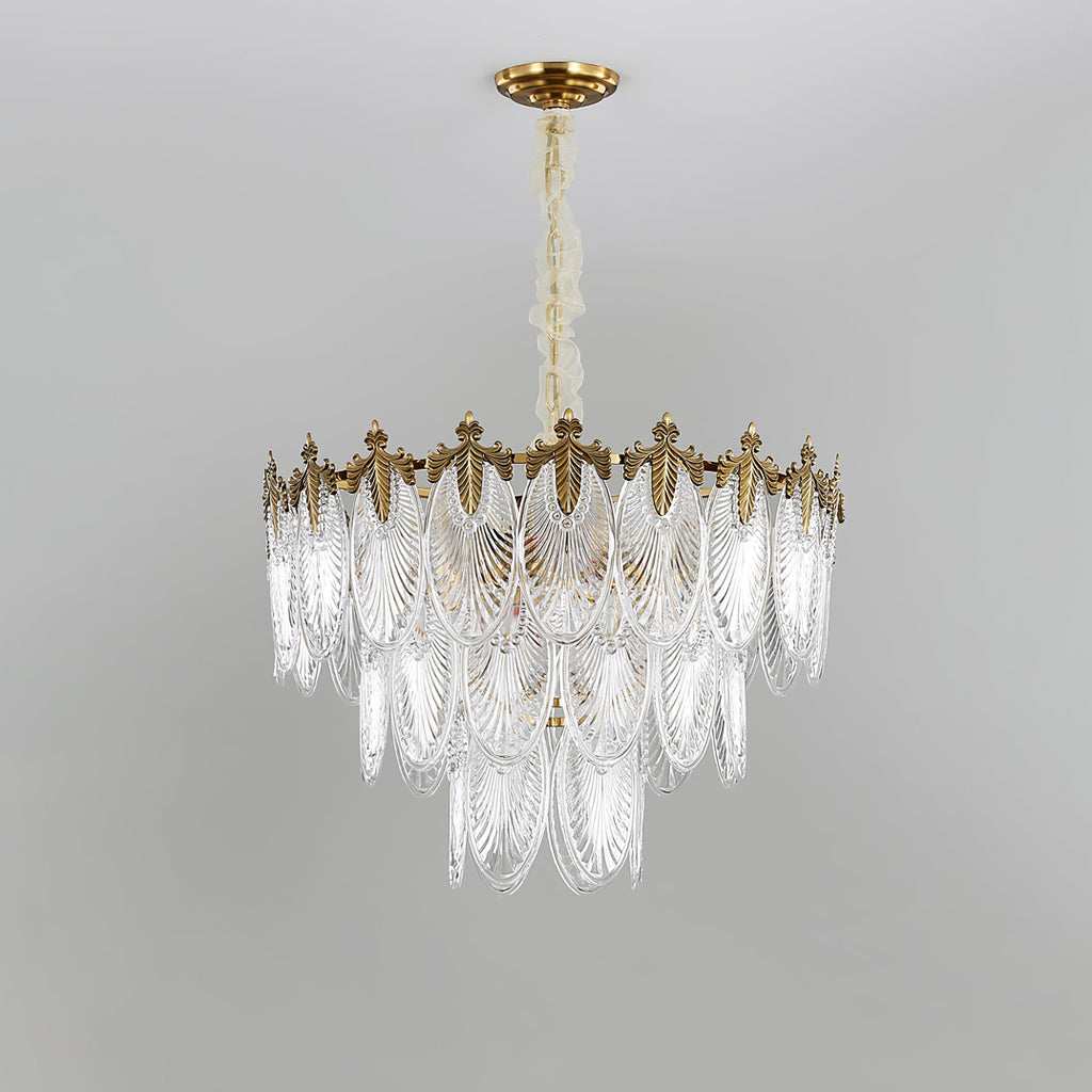 Vintage Glass Leaf Chandelier