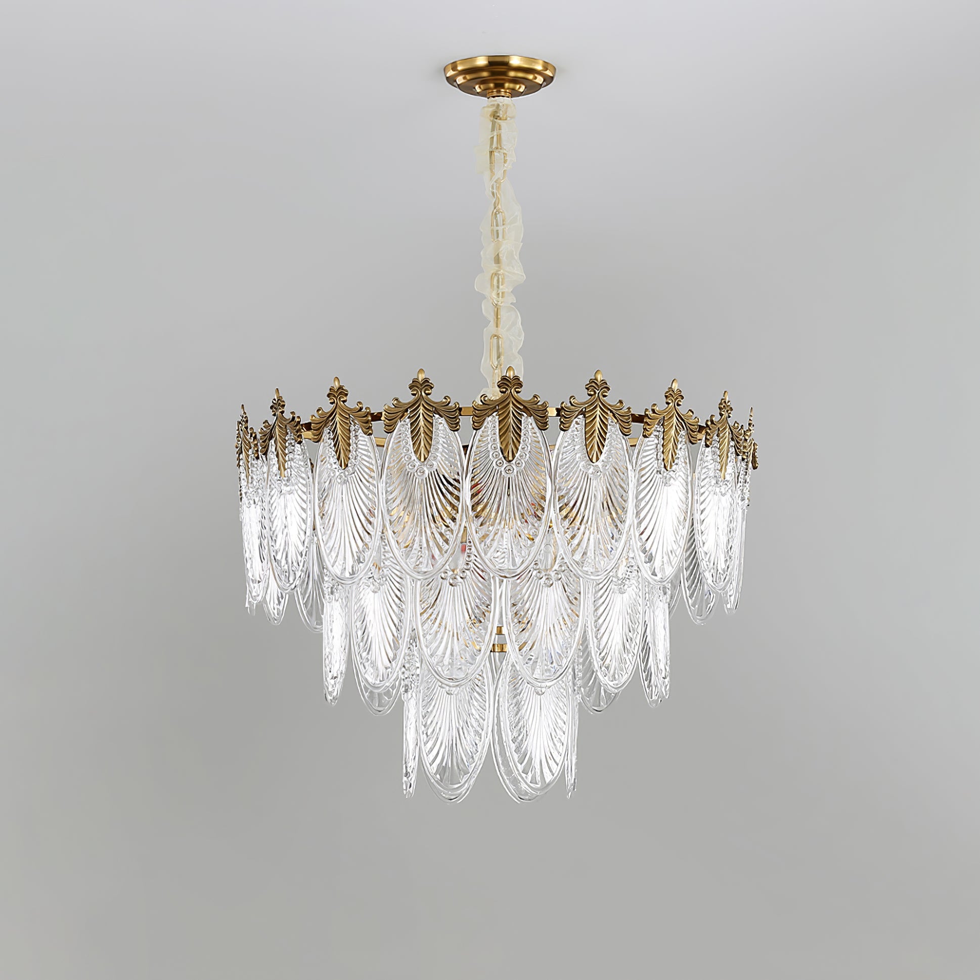 Vintage Glass Leaf Chandelier