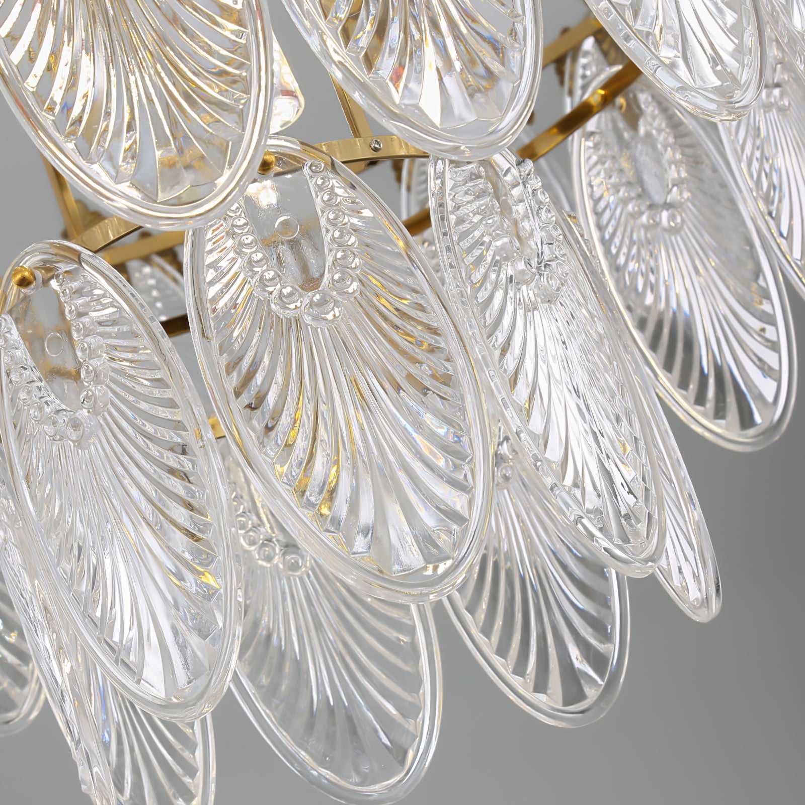 Vintage Glass Leaf Chandelier