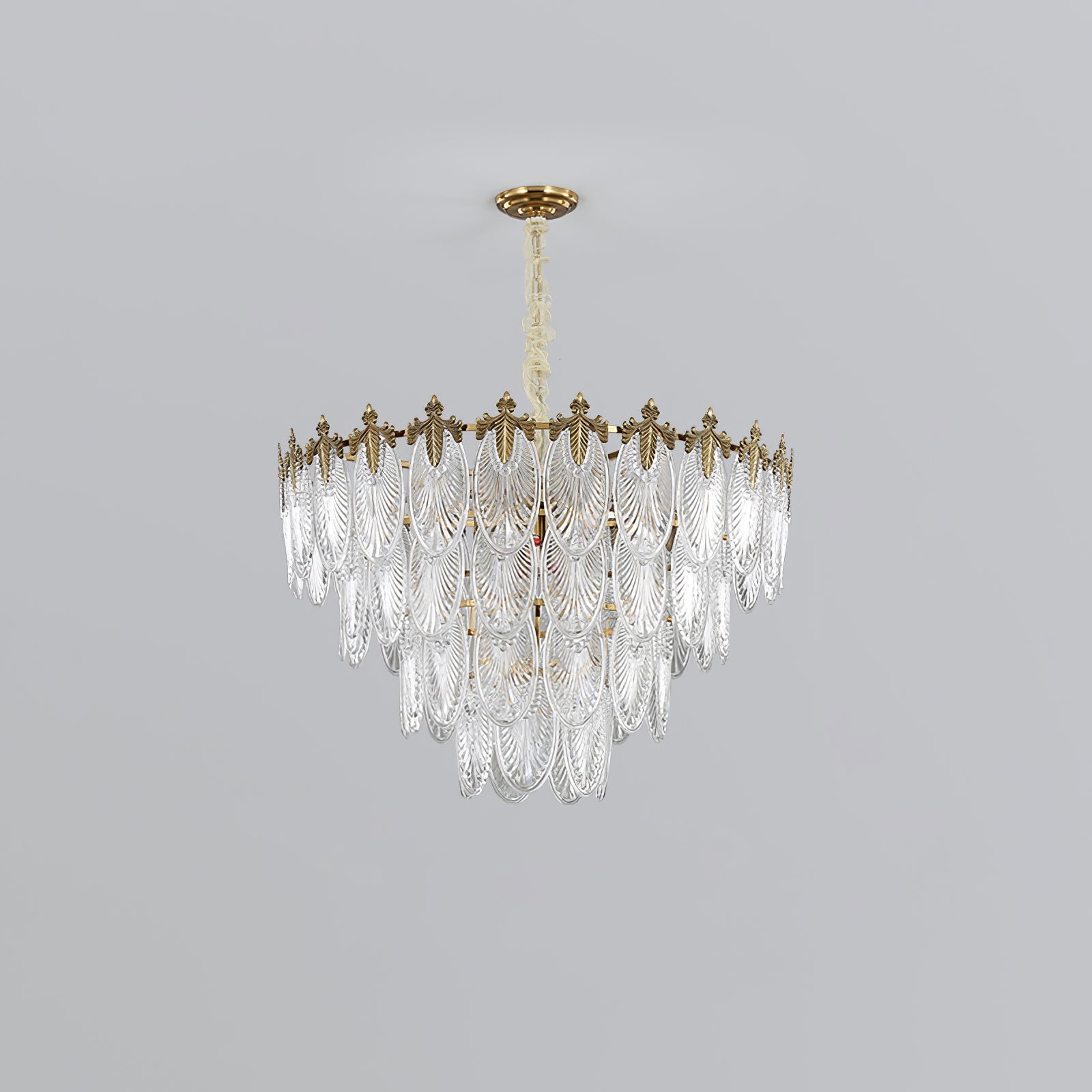 Vintage Glass Leaf Chandelier
