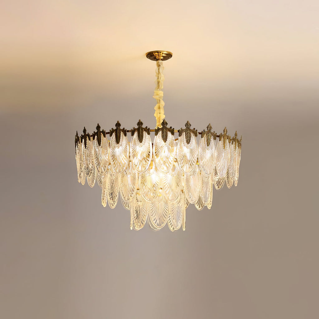Vintage Glass Leaf Chandelier