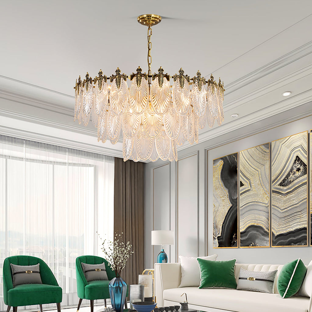 Vintage Glass Leaf Chandelier