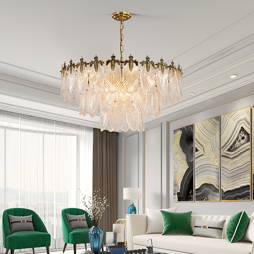 Vintage Glass Leaf Chandelier