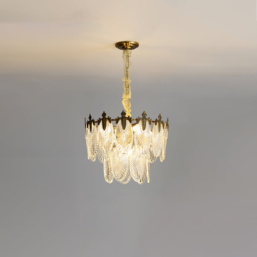 Vintage Glass Leaf Chandelier