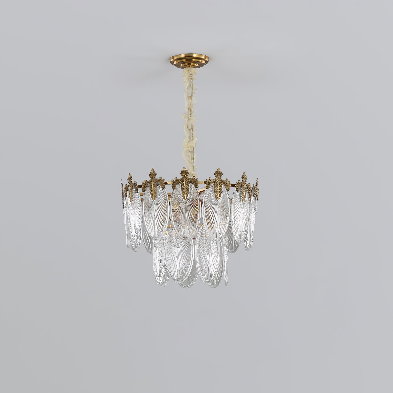 Vintage Glass Leaf Chandelier